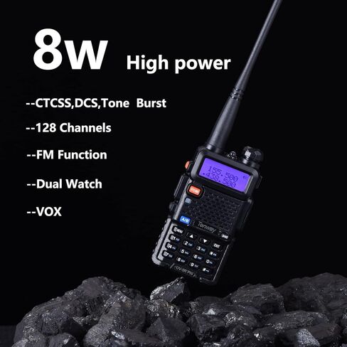 راديو هام UV-5R Pro 8 وات ثنائي النطاق ثنائي الاتجاه مع راديو هام ومكبر صوت محمول وميكروفون وهوائي 6 حزم وكابل برمجة USB واحد in Kuwait