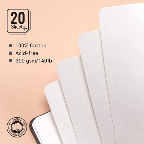 مجلة ألوان مائية مربعة Lightwish ، 100 ٪ Cotton Cold Press Praintbook Paperbook 7.48 "× 7.48" ، 20 ورقة (140 رطل/300 جرام) ، خالية من الأحماض للألوان المائية ، الغواش ، الأكريليكات in Kuwait