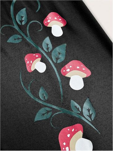 SOLY HUX Women's Off Shoulder Bell Long Sleeve Crop Top Mushroom Print Tee T Shirt in Saudi Arabia