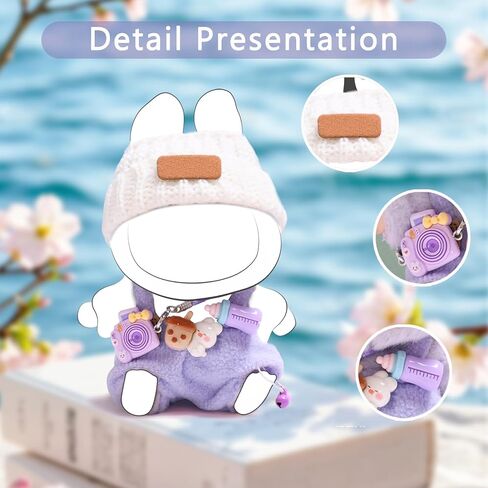 17cm Doll Clothes Set (no Doll) - Premium Fashion Dresses with Accessories, 3 Piece Set(Hat+Jumpsuit+Small Camera), Cute Clothes for Dress up Unique Style, Stylish Clothes for Doll (Purple) in Saudi Arabia