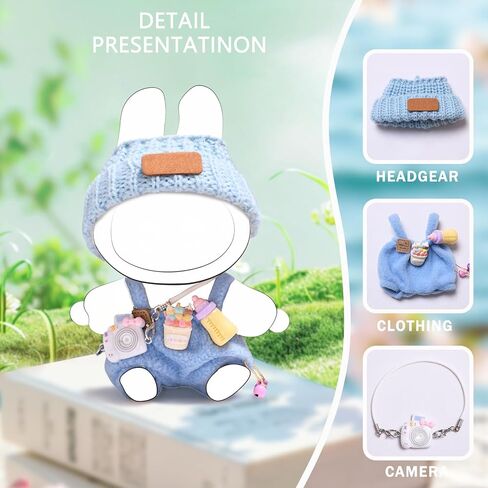 17cm Doll Clothes Set (no Doll) - Premium Fashion Dresses with Accessories, 3 Piece Set(Hat+Jumpsuit+Small Camera), Cute Clothes for Dress up Unique Style, Stylish Clothes for Doll (Purple) in Saudi Arabia