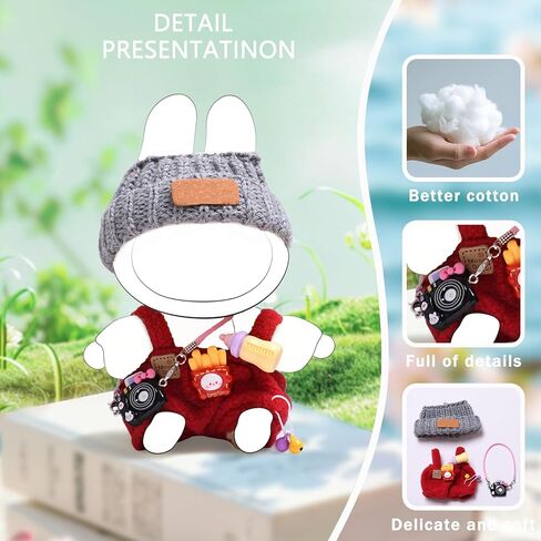 17cm Doll Clothes Set (no Doll) - Premium Fashion Dresses with Accessories, 3 Piece Set(Hat+Jumpsuit+Small Camera), Cute Clothes for Dress up Unique Style, Stylish Clothes for Doll (Purple) in Saudi Arabia