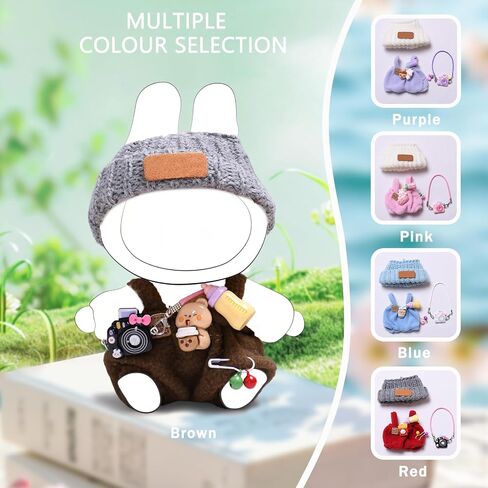 17cm Doll Clothes Set (no Doll) - Premium Fashion Dresses with Accessories, 3 Piece Set(Hat+Jumpsuit+Small Camera), Cute Clothes for Dress up Unique Style, Stylish Clothes for Doll (Purple) in Saudi Arabia