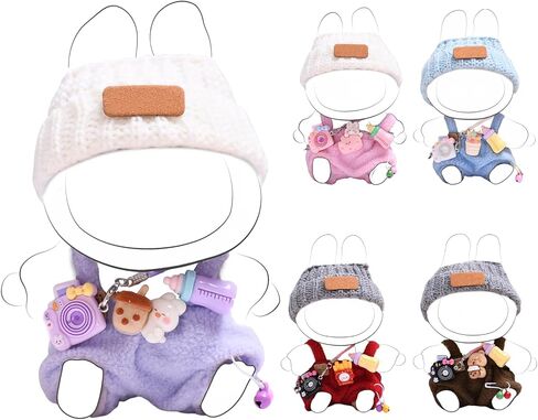 17cm Doll Clothes Set (no Doll) - Premium Fashion Dresses with Accessories, 3 Piece Set(Hat+Jumpsuit+Small Camera), Cute Clothes for Dress up Unique Style, Stylish Clothes for Doll (Purple) in Saudi Arabia