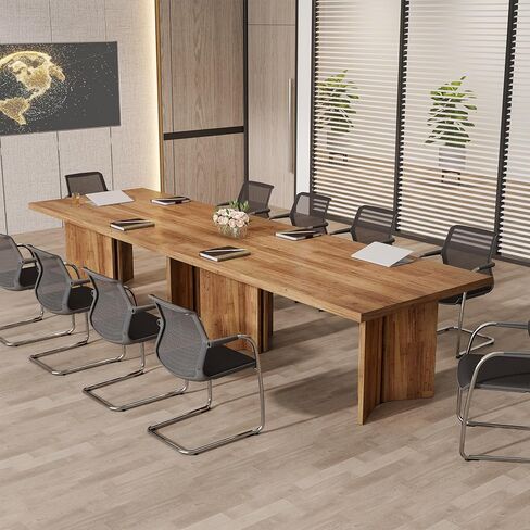 Tribesigns 5.5FT Conference Table, 63-inch Rectangle Meeting Seminar Table, Large Walnut Business Tables for 4-6 People, Heavy Duty Pedestal (Walnut) in Saudi Arabia