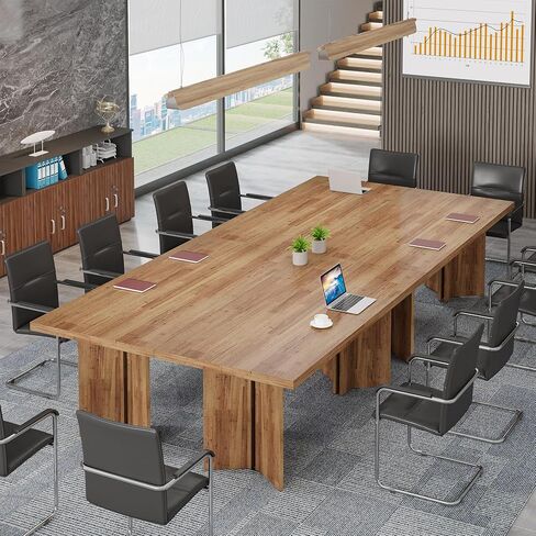 Tribesigns 5.5FT Conference Table, 63-inch Rectangle Meeting Seminar Table, Large Walnut Business Tables for 4-6 People, Heavy Duty Pedestal (Walnut) in Saudi Arabia