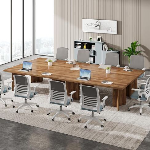 Tribesigns 5.5FT Conference Table, 63-inch Rectangle Meeting Seminar Table, Large Walnut Business Tables for 4-6 People, Heavy Duty Pedestal (Walnut) in Saudi Arabia