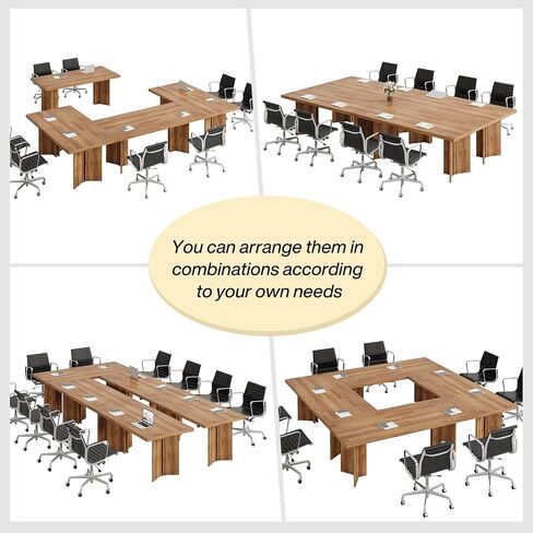 Tribesigns 5.5FT Conference Table, 63-inch Rectangle Meeting Seminar Table, Large Walnut Business Tables for 4-6 People, Heavy Duty Pedestal (Walnut) in Saudi Arabia
