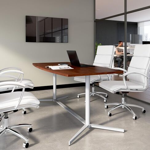 Bush Business Furniture BBF Office Conference Table with Metal Base, Boardroom Meeting Space for 6 Users, 72W x 32D, Hansen Cherry in Saudi Arabia