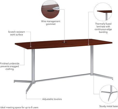 Bush Business Furniture BBF Office Conference Table with Metal Base, Boardroom Meeting Space for 6 Users, 72W x 32D, Hansen Cherry in Saudi Arabia