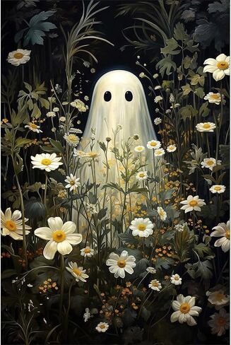 Ghost Stamped Cross Stitch Kits for Beginner, Halloween Needlepoint Counted Cross Stitch Embroidery Kits for Adults, 11CT Daisy Flowers Dimensions Counted Cross-Stitch Patterns Arts Craft Kits in Saudi Arabia