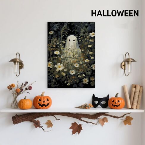 Ghost Stamped Cross Stitch Kits for Beginner, Halloween Needlepoint Counted Cross Stitch Embroidery Kits for Adults, 11CT Daisy Flowers Dimensions Counted Cross-Stitch Patterns Arts Craft Kits in Saudi Arabia