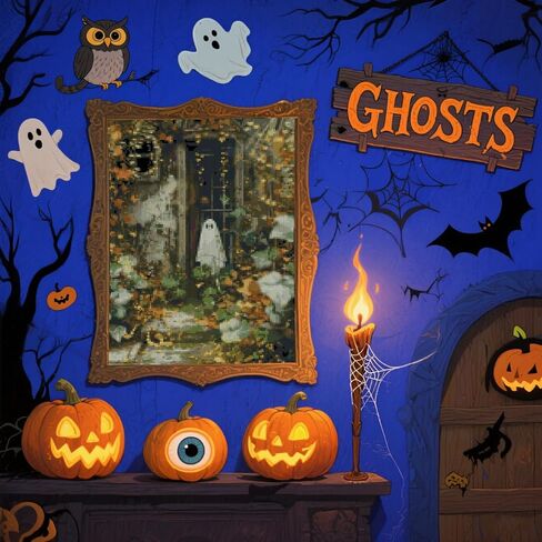 Ghost Stamped Cross Stitch Kits for Beginner, Halloween Needlepoint Counted Cross Stitch Embroidery Kits for Adults, 11CT Daisy Flowers Dimensions Counted Cross-Stitch Patterns Arts Craft Kits in Kuwait