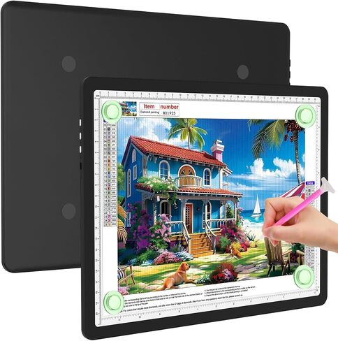 Elice Magnetic A4 Light Board for Diamond Painting, Ultra-Thin Tracing LED Light Box with Side Buttons, Super Bright Diamond Art Light Pad, Light Table for Drawing, Sketching, Weeding Vinyl - Black in Kuwait