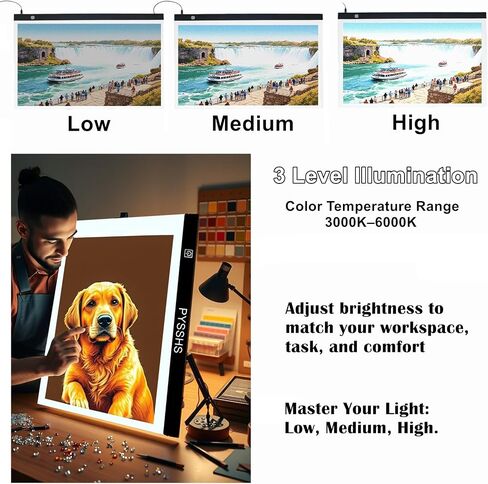 A3 LED Light Pad for Diamond Art ، USB مدعوم من 3 مستويات سطوع مع مقاطع وفن الماس أطقم DIY ، والملحقات للتتبع ، الرسم ، الرسم ، الرسوم المتحركة in Saudi Arabia