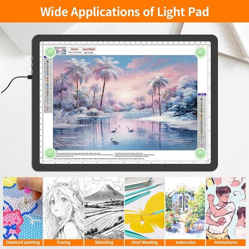 Elice Magnetic A4 Light Board for Diamond Painting, Ultra-Thin Tracing LED Light Box with Side Buttons, Super Bright Diamond Art Light Pad, Light Table for Drawing, Sketching, Weeding Vinyl - Black in Kuwait