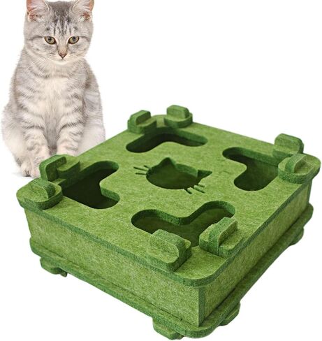 Cat Puzzle Toy, Soft Felt Intelligence Mind Game Track Balls Interactive Kitten Toy Puzzle Box for Indoor Cats, Easy to Assemble [Pink] in Kuwait