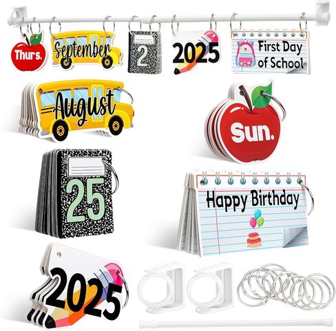Marspark Composition Notebook Magnetic Calendar Bulletin Board Set Classroom Flip Calendar with Date Weather Chart Special Festival Cards Adjustable Holder for Back to School, Years 2026-2030 in Saudi Arabia