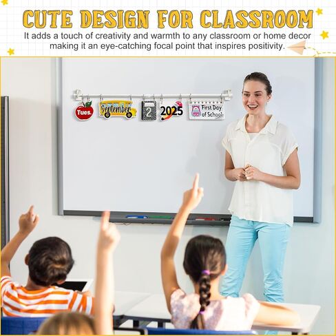 Marspark Composition Notebook Magnetic Calendar Bulletin Board Set Classroom Flip Calendar with Date Weather Chart Special Festival Cards Adjustable Holder for Back to School, Years 2026-2030 in Saudi Arabia