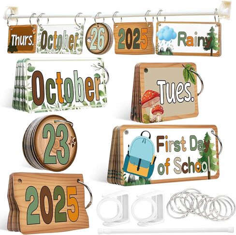 Marspark Calendar Bulletin Board Set Classroom Flip Flip مع 71 تاريخًا للتاريخ الطقس وبطاقات مهرجان خاصة مع حامل قابل للتعديل ، يجب أن يكون مدرس ديكور المنزل المدرسي (لطيف) (لطيف) in Kuwait
