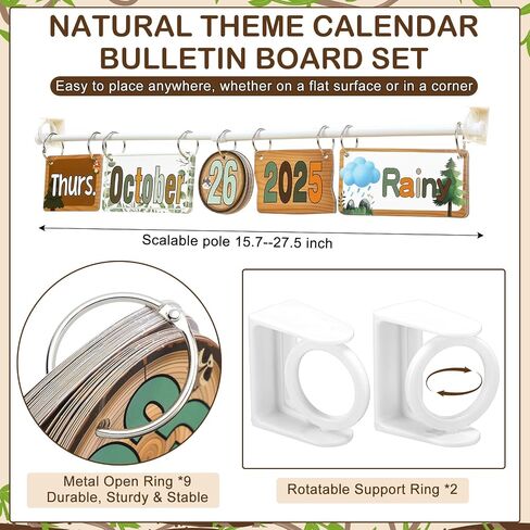 Marspark Calendar Bulletin Board Set Classroom Flip Flip مع 71 تاريخًا للتاريخ الطقس وبطاقات مهرجان خاصة مع حامل قابل للتعديل ، يجب أن يكون مدرس ديكور المنزل المدرسي (لطيف) (لطيف) in Kuwait
