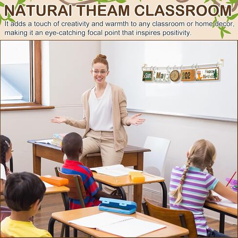 Marspark Calendar Bulletin Board Set Classroom Flip Flip مع 71 تاريخًا للتاريخ الطقس وبطاقات مهرجان خاصة مع حامل قابل للتعديل ، يجب أن يكون مدرس ديكور المنزل المدرسي (لطيف) (لطيف) in Kuwait