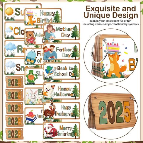 Marspark Calendar Bulletin Board Set Classroom Flip Flip مع 71 تاريخًا للتاريخ الطقس وبطاقات مهرجان خاصة مع حامل قابل للتعديل ، يجب أن يكون مدرس ديكور المنزل المدرسي (لطيف) (لطيف) in Kuwait