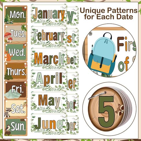 Marspark Calendar Bulletin Board Set Classroom Flip Flip مع 71 تاريخًا للتاريخ الطقس وبطاقات مهرجان خاصة مع حامل قابل للتعديل ، يجب أن يكون مدرس ديكور المنزل المدرسي (لطيف) (لطيف) in Kuwait