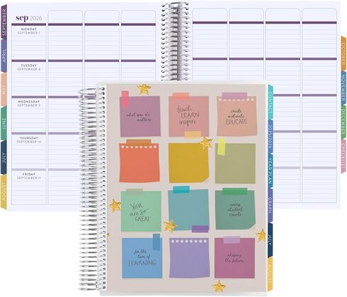 Erin Condren 12 شهرًا ، مخطط درس المعلم (أغسطس 2025 - يوليو 2026) ، 8.5 "× 11" مخطط مدرس أسبوعي وشهري ، أغلفة Apple Dapple ، موضوع سداسي ، تخطيط أفقي ، لفائف البلاتين in Kuwait