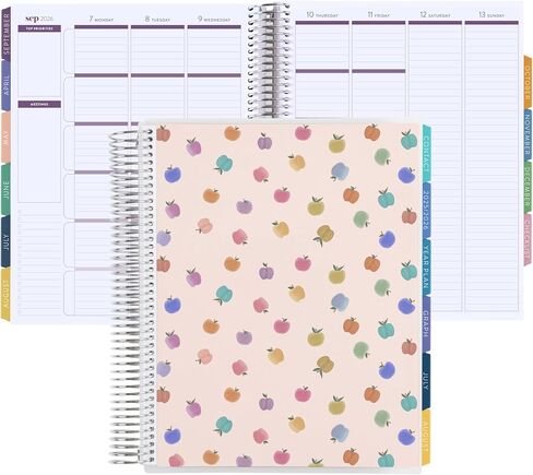 Erin Condren 12 شهرًا ، مخطط درس المعلم (أغسطس 2025 - يوليو 2026) ، 8.5 "× 11" مخطط مدرس أسبوعي وشهري ، أغلفة Apple Dapple ، موضوع سداسي ، تخطيط أفقي ، لفائف البلاتين in Kuwait