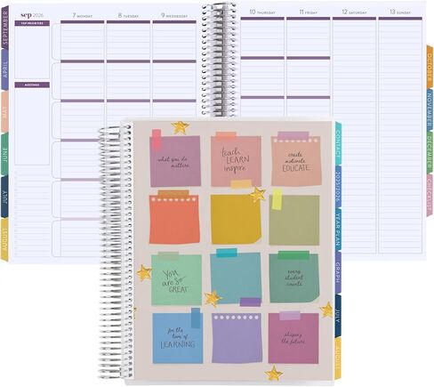 Erin Condren 12 شهرًا ، مخطط درس المعلم (أغسطس 2025 - يوليو 2026) ، 8.5 "× 11" مخطط مدرس أسبوعي وشهري ، أغلفة Apple Dapple ، موضوع سداسي ، تخطيط أفقي ، لفائف البلاتين in Kuwait