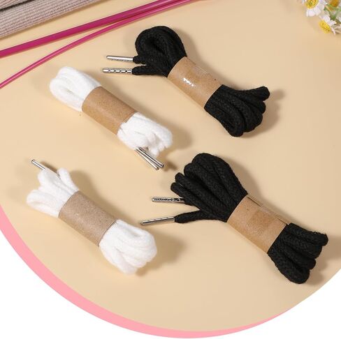 Molain 4pcs استبدال الحبل الرباط مع سهلة الخيط للرواط العرق ، استبدال سلسلة هوديي 53 بوصة ، ارسم سلاسل لسراويل سروال سروال معاطف المعاطف (أسود ، أبيض) in Kuwait