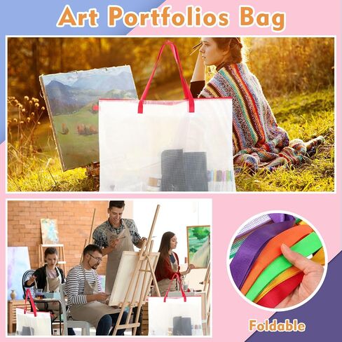 Colarr 20 Pcs Art Portfolio Bag Bulk Include 10 Pack 19 x 25 Waterproof Poster Storage with Zipper Handle for Artwork 10 Pack 13 x 8.8 Transparent Pencil for Bulletin Board Painting (Colorful) in Kuwait