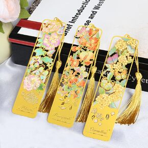 3pcs Metal Flower Bookmarks with Tassel for Reading Women, Pretty Cute Book Markers for Women, Men, Kids, Book Lovers, Reading Accessories Gifts for Book Lovers