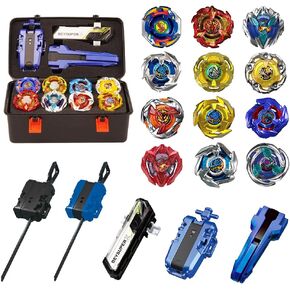 Battling Top Burst Gyro Toy Set Toy Gift for Children Boys Ages 6 8 10 12+ Combat Battling Game 12 Burst Spinning Tops 2 Two Way Launchers Grip Starter