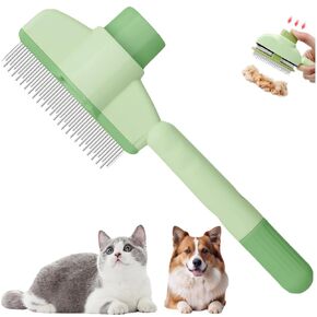 Self Cleaning Flea Comb for Cats & Dogs - Stainless Steel Teeth, ABS Material, Tick & Lice Removal Tool - Easy Clean Grooming Brush for Short-Haired Pets (Banana yellow)