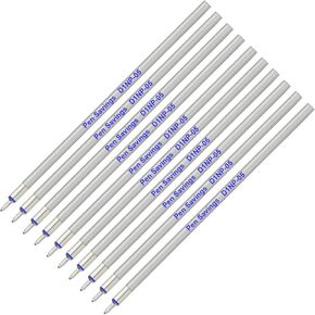 عبوات قلم حبر جاف Mini D1 Needlepoint من Pen Savings Mini D1، 10 عبوات، طرف رفيع للغاية 5 مم، حبر تدفق سلس، 66 مم، أسطوانة معدنية (أزرق)