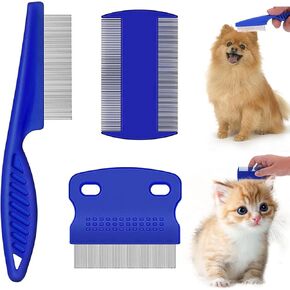 3 Pcs Pet Flea Combs, Fine Teeth Pet Comb Grooming Set for Cat Dog Flea Lice Float Hair and Tear Stain Remover Combs Fine Tooth Grooming Tool