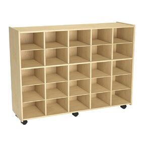 Childcraft Mobile Cubby Unit with Locking Casters, 47-3/4 x 14-1/4 x 36 Inches