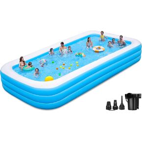 Large Inflatable Pool for Adults, 165'' x 76'' x 22'' Big Inflatable Swimming Pool for Family, Oversized 0.6MM Thickened Blow Up Pool for Backyard, Garden and Outdoor Fun