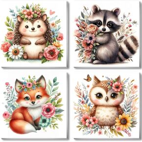 bleihum 4 Pack Animal Paint by Number for Kids with Frame- Paint by Numbers for Kids Ages 4-8-12, Cute Animals Kid Painting by Numbers Crafts Kits for Home Wall Decor Gifts(8X8inch)