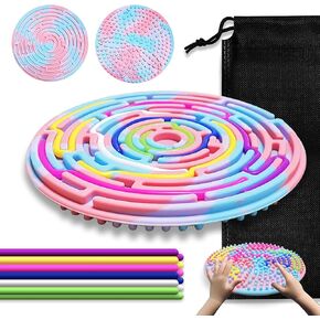 Sensory Activity Board for Kids 3 & Adults - Silicone Fidget Toys with 12 Strings ADHD Autism Anxiety Relief, Portable Travel Bag Included