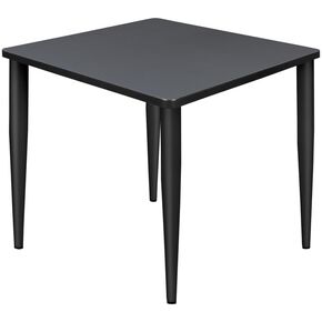 Rustic Ranch 30" Square Grey Breakroom Table with Durable Lightweight Black Steel Tapered Legs and Easy-Clean Laminate Top for Offices