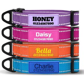 TagME Personalized Dog Collar with Name, Reflective Custom Collar with Soft Silicone ID Tag, 4 Adjustable Sizes for Small to Large Dogs, Durable Nylon and Steel D-Ring