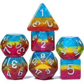 Polyhedral DND Dice Sets, 7-Die RPG Resin Green D&D Dice Set for Dungeons and Dragons Role Playing Games and Tabletop Game