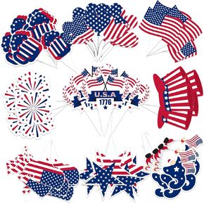 72pcs 4th of July Cupcake Toppers, Patriotic Toothpicks Decorations for 4th of July Independence Day Party Supplies Favor Cake Topper