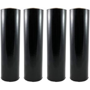 18 Inch x 1500 Feet Hand Stretch Wrap for Box Wrapping Packaging & Shipping | 80 Gauge Black Supreme Self-Adhesive Stretch Film Wrap - 4rl/cs