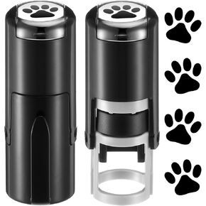 Supervitae 2 Pack Paw Print Stamps Animal Paw Print Stamper Mini Black Self Inking Stamps for Classroom Party Educational Learning Activities Craft Supplies