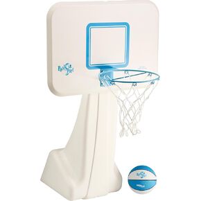 حمام السباحة Dunn-Rite Poolsport Poolming Bootball Hoop مع الكرة ، وقاعدة ، و 13.5 بوصة من الفولاذ المقاوم للصدأ للبالغين والأطفال