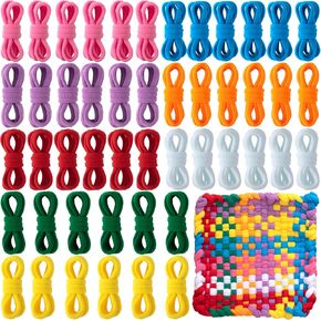 96 PCS 7in Weaving Loom Loops for DIY Craft, Colorful Weaving Refill Loops for Potholders, Flexible Nylon Loom Kit for Adults Craft Projects